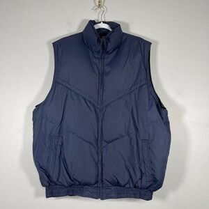 Wrangler Feather Down Puffer Vest Mens XXL Blue Flannel Lined Western Cowboy